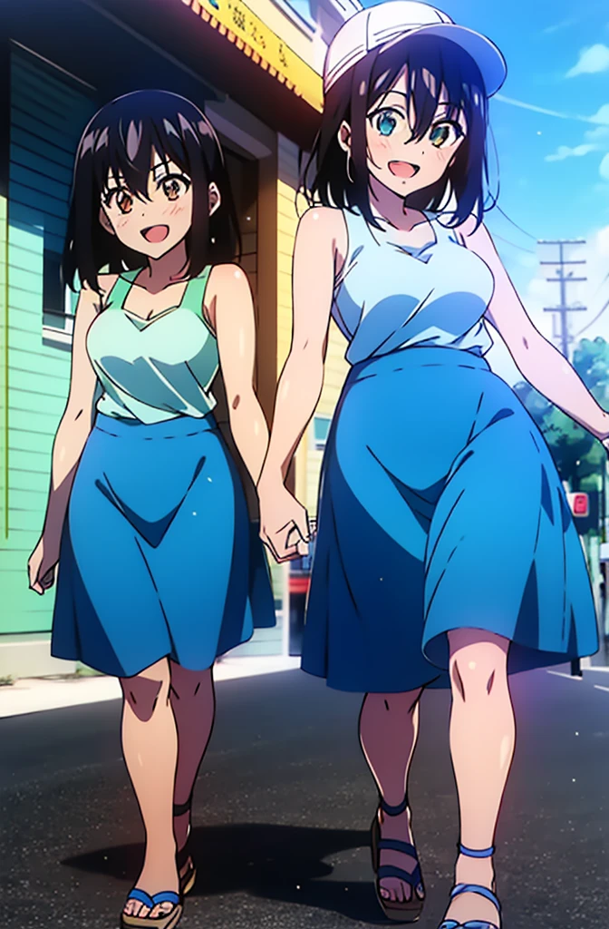 by 2 person, Two Girls, Onodera Kosaki, Avatar,Cyberspace, Nipples, Sailor suit,smile, View your viewers, sketch, got it,Pleated skirt, 2D, Anime Coloring,, Jagged lines,Nipples,naked,naked,