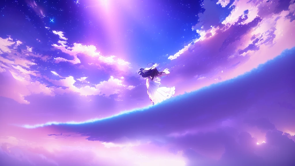anime, A girl in a white dress floats in the water, Makoto Shinkai Cyril Rolland, anime girl walking on water, anime movie background, beautiful anime scene, today's featured anime still, anime film still, screenshot from the anime film, anime still film anime shikishi, star(null) starry_null