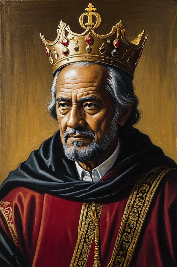 A painting of an king in their 60s