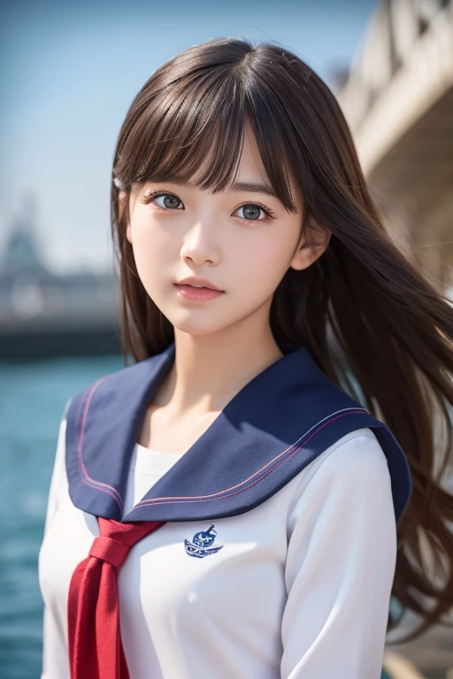 Detailed CG，High resolution，Highest quality，masterpiece，（beautiful girl：1.3），（Game CG），FutaOdef，Sailor suit、looking at the camera、