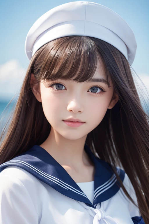 Detailed CG,High resolution,Highest quality,masterpiece,(beautiful girl:1.3),(Game CG),FutaOdef,Sailor suit、looking at the camera、15 years old