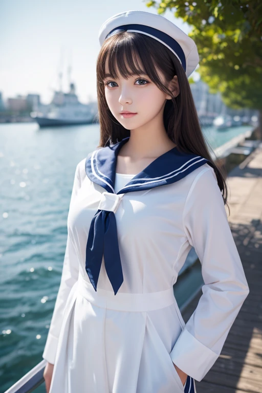 Detailed CG,High resolution,Highest quality,masterpiece,(beautiful girl:1.3),(Game CG),FutaOdef,Sailor suit、looking at the camera、