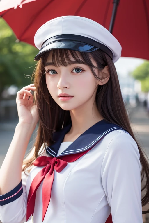 Detailed CG,High resolution,Highest quality,masterpiece,(beautiful girl:1.3),(Game CG),FutaOdef,Sailor suit、looking at the camera、
