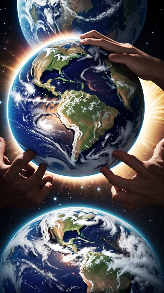 Please create an image of the Creator creating the earth.