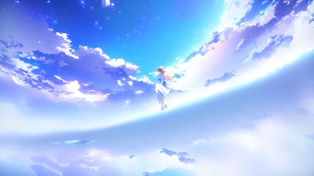 anime, A girl in a white dress floats in the water, Makoto Shinkai Cyril Rolland, anime girl walking on water, anime movie background, beautiful anime scene, today's featured anime still, anime film still, screenshot from the anime film, anime still film anime shikishi, star(null) starry_null