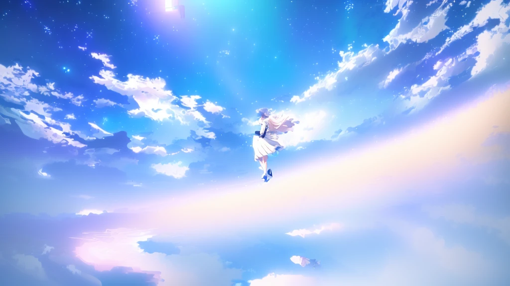 anime, A girl in a white dress floats in the water, Makoto Shinkai Cyril Rolland, anime girl walking on water, anime movie background, beautiful anime scene, today's featured anime still, anime film still, screenshot from the anime film, anime still film anime shikishi, star(null) starry_null