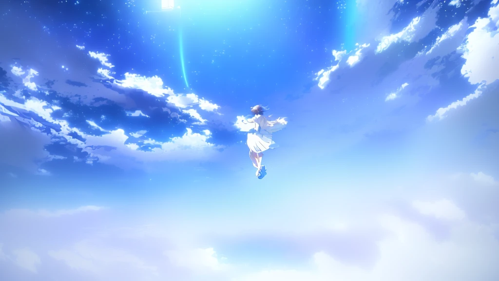 anime, A girl in a white dress floats in the water, Makoto Shinkai Cyril Rolland, anime girl walking on water, anime movie background, beautiful anime scene, today's featured anime still, anime film still, screenshot from the anime film, anime still film anime shikishi, star(null) starry_null