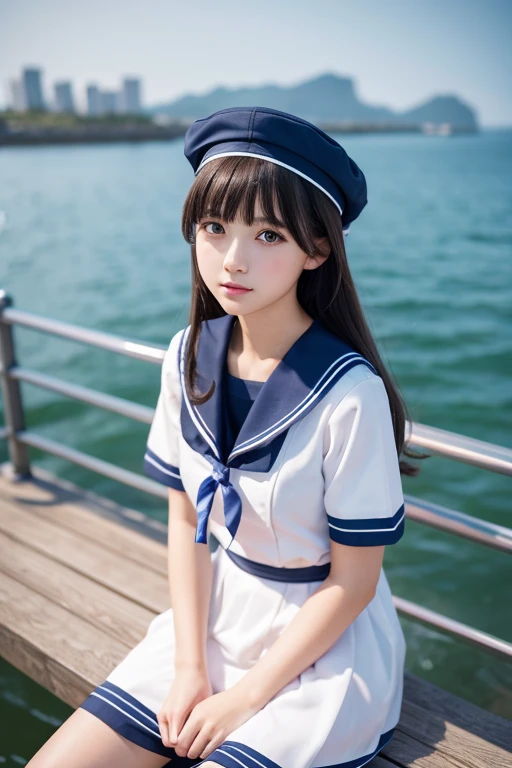 Detailed CG,High resolution,Highest quality,masterpiece,(beautiful girl:1.3),(Game CG),FutaOdef,Sailor suit、looking at the camera、15 years old