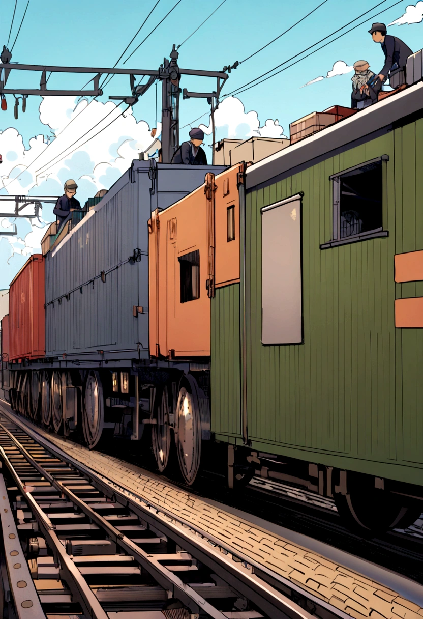 loading containers onto a train, technique