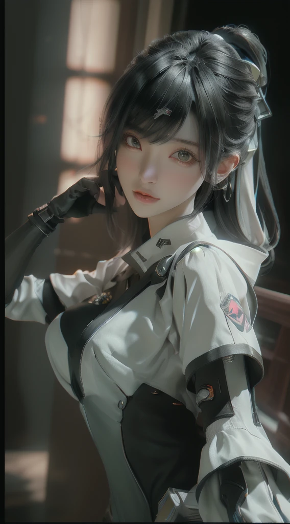 ((Best quality)), ((masterpiece)), (detailed:1.4), 3D, an image of a beautiful cyberpunk female,HDR (High Dynamic Range),Ray Tracing,NVIDIA RTX,Super-Resolution,Unreal 5,Subsurface scattering,PBR Texturing,Post-processing,Anisotropic Filtering,Depth-of-field,Maximum clarity and sharpness,Multi-layered textures,Albedo and Specular maps,Surface shading,Accurate simulation of light-material interaction,Perfect proportions,Octane Render,Two-tone lighting,Wide aperture,Low ISO,White balance,Rule of thirds,8K RAW,