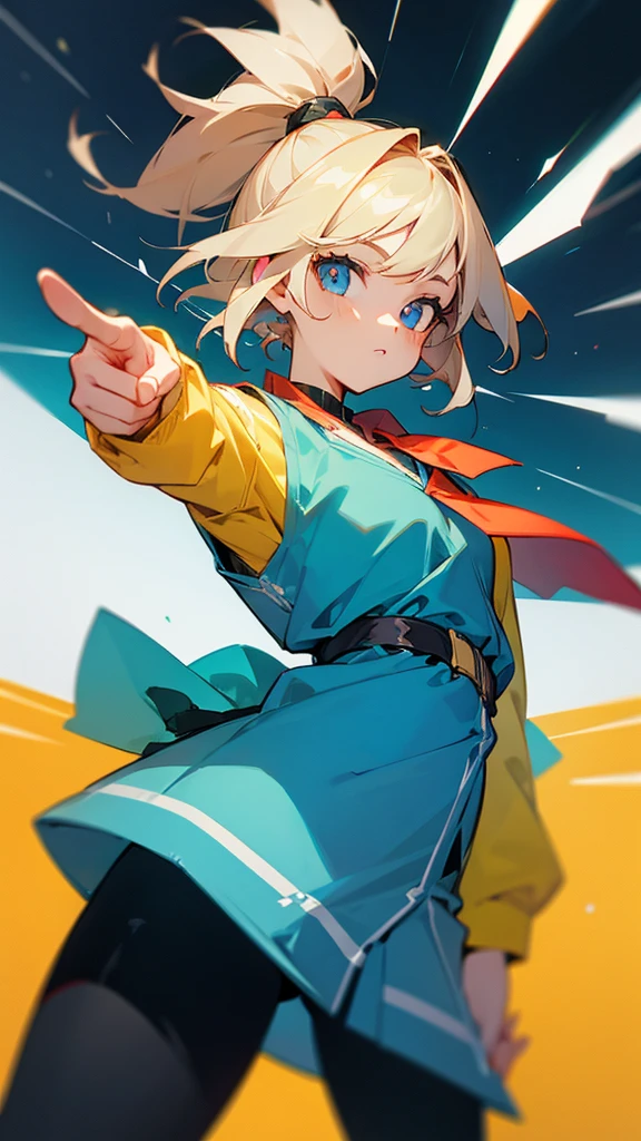 A girl is pointing ahead