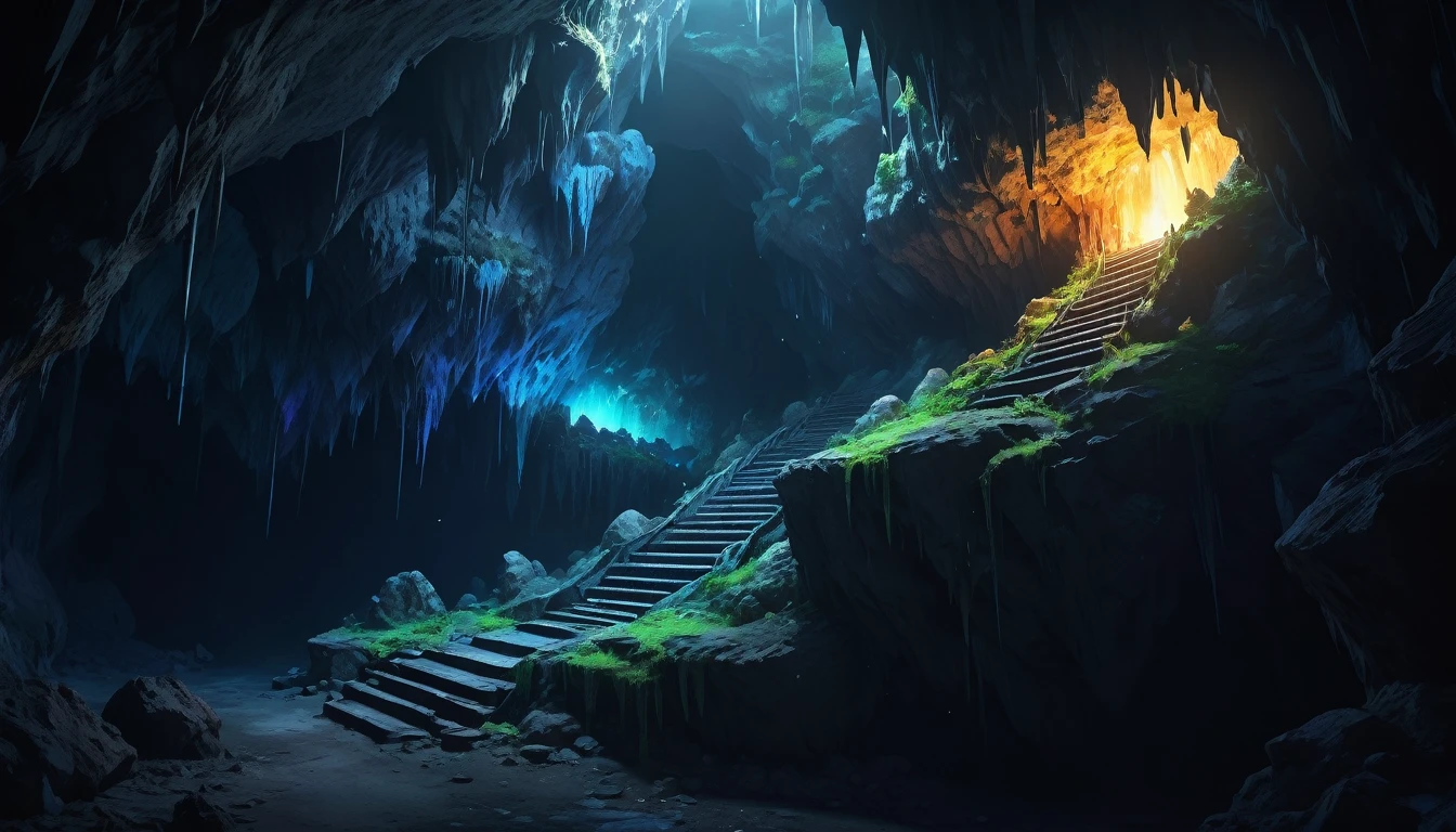 (anime, fantasy, cave), (detailed CG unity 8k wallpaper, masterpiece, best quality, ultra-detailed, HDR:1.2), intricate, vibrant colors, mysterious atmosphere, cave, stalagmite, stalactite, goblin liar, dirty cave, small tunnel, isolated tunnel, dark tunnel: 1.5