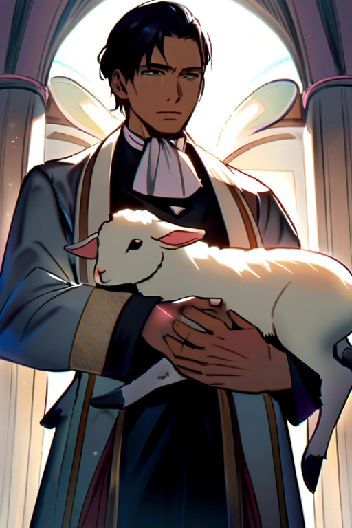 man rubbing lamb