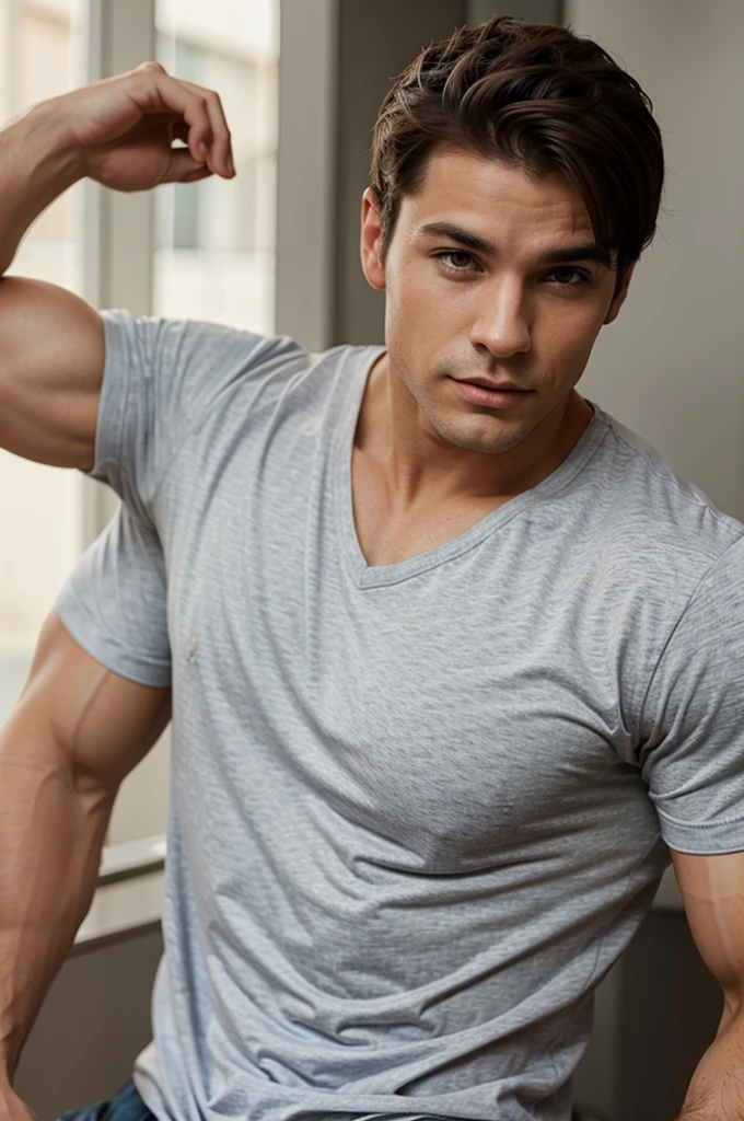 Cute muscular men with shirt