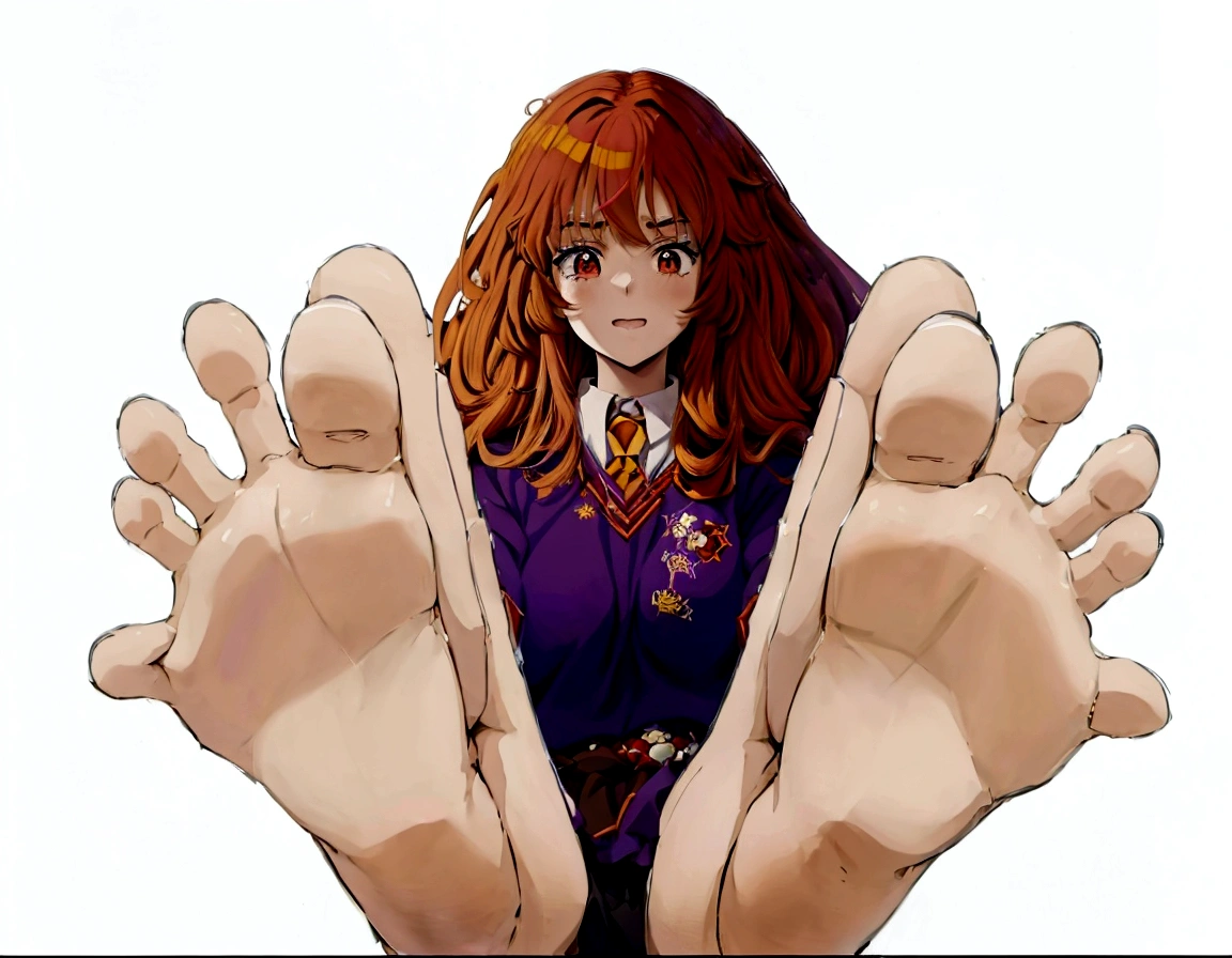 Anime girl with long red hair and purple shirt raising her hands, Hermione, Hermione granger, With index finger, Created by Anime Painter Studio, I also make fan art, Female protagonist 👀 :8, Anime girl crouching, On pixiv, Detailed Anime Character Art, Anime Moe Art Style, Painted in an anime artist&#39;s studio, Digital anime art!!, Anime illustration