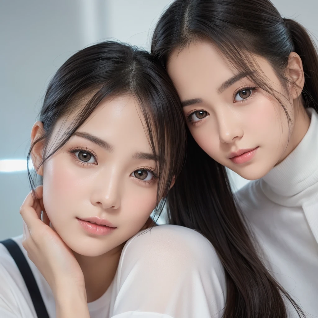 (((forehead、Northern Europe、White people、beautiful girl、Black Hair、White background、open jacket、lender)))、table top, highest quality, figure, super detailed, finely, High resolution, 8k wallpaper, Perfect dynamic composition, detailed and beautiful eyes, Deco out,bionde, breasts, Natural color lip,white background, random cute poses,