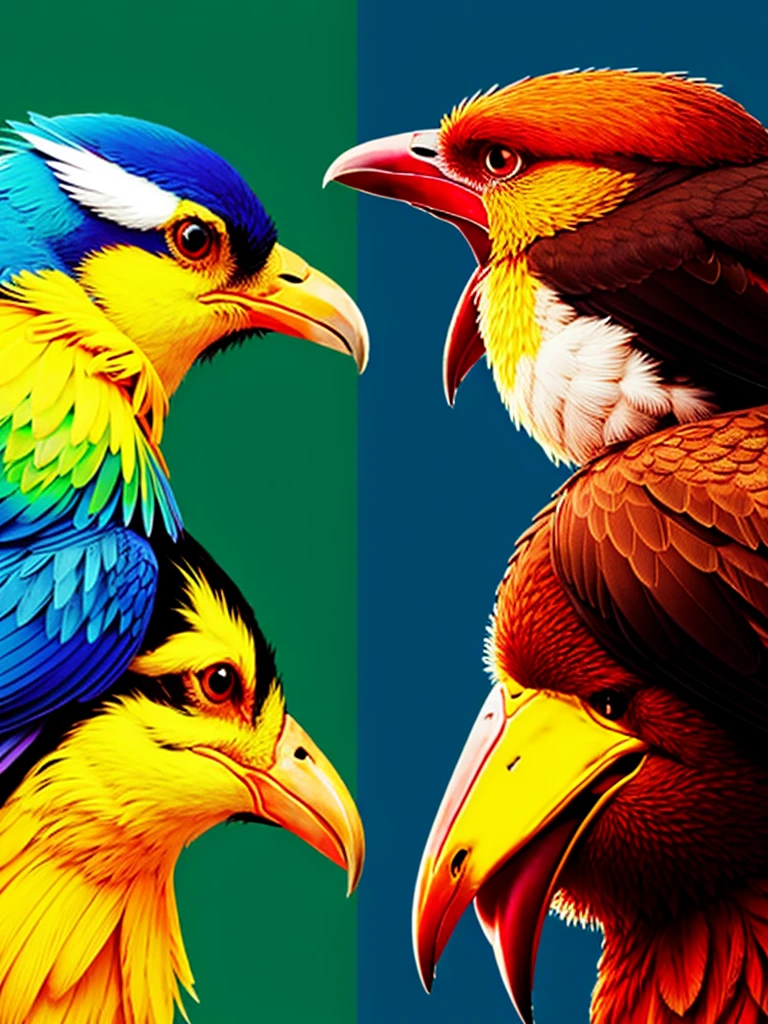 Flame bird and a woman side by side