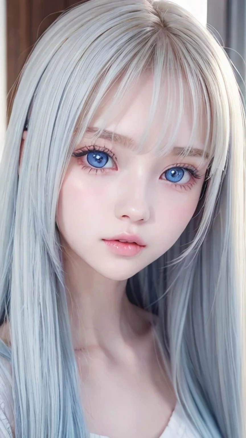 Windy Blonde、Very long and beautiful super long straight hair、Shiny bright hair、A beautiful girl、Very cute beautiful face、Beautiful white, transparent skin、Bangs between the eyes、Beautiful cute girl with clear bright beautiful natural blonde silky hair、Twin tails are sexy, Her face is.., So cute and beautiful、Very beautiful shiny skin、Beautiful messy bangs、Big, bright, light blue eyes that shine beautifully、Very big eyes、Beautiful, long, shiny, silky blonde hair、16 years old , Very beautiful and cute girl、Gloss Face、Cheek gloss、Small Face Beauty、Round face、Cheek highlight、