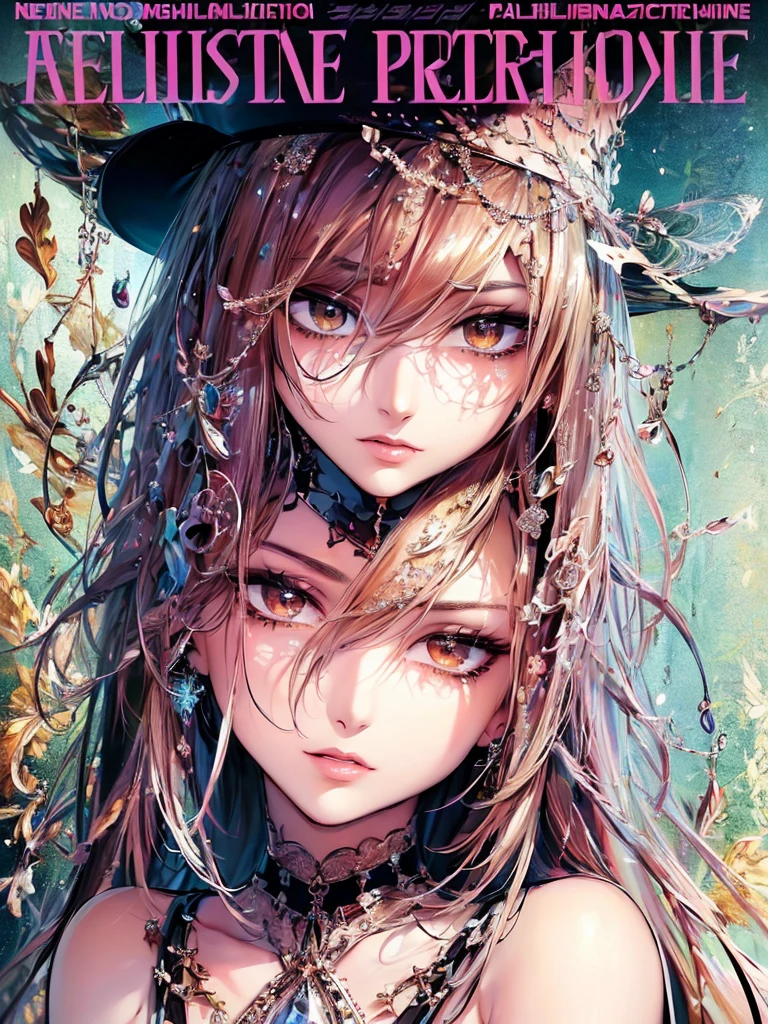 ((Highest quality)),(Ultra-high resolution),(Very detailed),(Detailed Description),((The best CG)),(A masterpiece),Ultra-detailed art,Amazing painting art,(Contemporary art with precise details:1.5),(Fashion magazine cover:1.8), (1 female fashion model:1.6),(Beautiful and well-proportioned face:1.5),Fashion Leader:1.6,Powerful gaze:1.4,(Wear your hat at an angle:1.3),Cropped tops,
