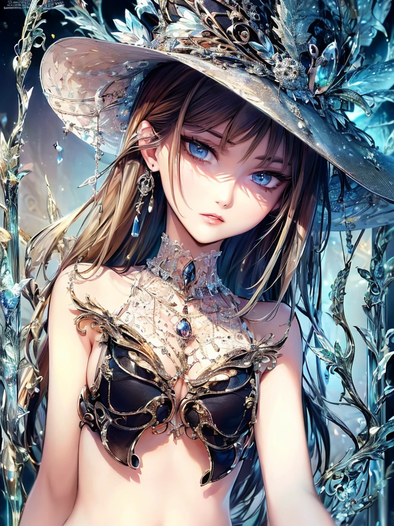 ((Highest quality)),(Ultra-high resolution),(Very detailed),(Detailed Description),((The best CG)),(A masterpiece),Ultra-detailed art,Amazing painting art,(Contemporary art with precise details:1.5),(Fashion magazine cover:1.8), (1 female fashion model:1.6),(Beautiful and well-proportioned face:1.5),Fashion Leader:1.6,Powerful gaze:1.4,(Wear your hat at an angle:1.3),Cropped tops,