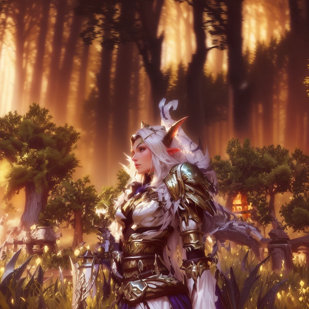 a close up of a person in a field with trees and bushes, world of warcraft screenshot, world of warcraft elven druid, wow 4 k detail fantasy, world of warcraft armor, gorgeous female paladin, north adult female warrior, picture of female paladin, female druid, world of warcraft art style, alluring tiefling druid, druid warrior, warcraft character