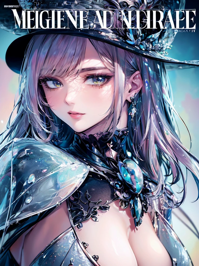 ((Highest quality)),(Ultra-high resolution),(Very detailed),(Detailed Description),((The best CG)),(A masterpiece),Ultra-detailed art,Amazing painting art,(Contemporary art with precise details:1.5),(Fashion magazine cover:1.8), (1 female fashion model:1.6),(Beautiful and well-proportioned face:1.5),Fashion Leader:1.6,Powerful gaze:1.4,(Wear your hat at an angle:1.3),Cropped tops,