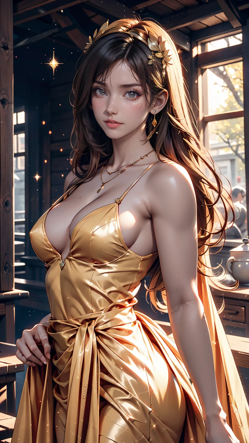 最high quality, masterpiece, High resolution, One girl,China dress,hair ornaments,necklace, jewelry,Beautiful Face,On top of that_body, Tyndall effect,Realistic, Dark studio, Rim Light, Two-tone lighting,(Skin with attention to detail:1.2), 8K Ultra HD, Digital SLR, Soft lighting, high quality, Volumetric lighting, Frank, photograph, High resolution, 4K, 8K, Bokeh, Blonde、24-year-old female、Sexy proportions、Sexy、Narrow waist、Headpiece((hair ornament))、Cinematic light effects、Sparkle Effect((cinematic lighting, sparkle, 8K))、Anatomically correct((anatomically correct))、Ultra high definition((uhd))、Textured skin((textured skin))、Very detailed((super detail))、High detail((high details)),