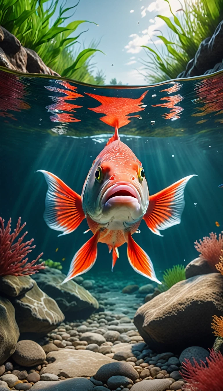 Human face merged with fish body