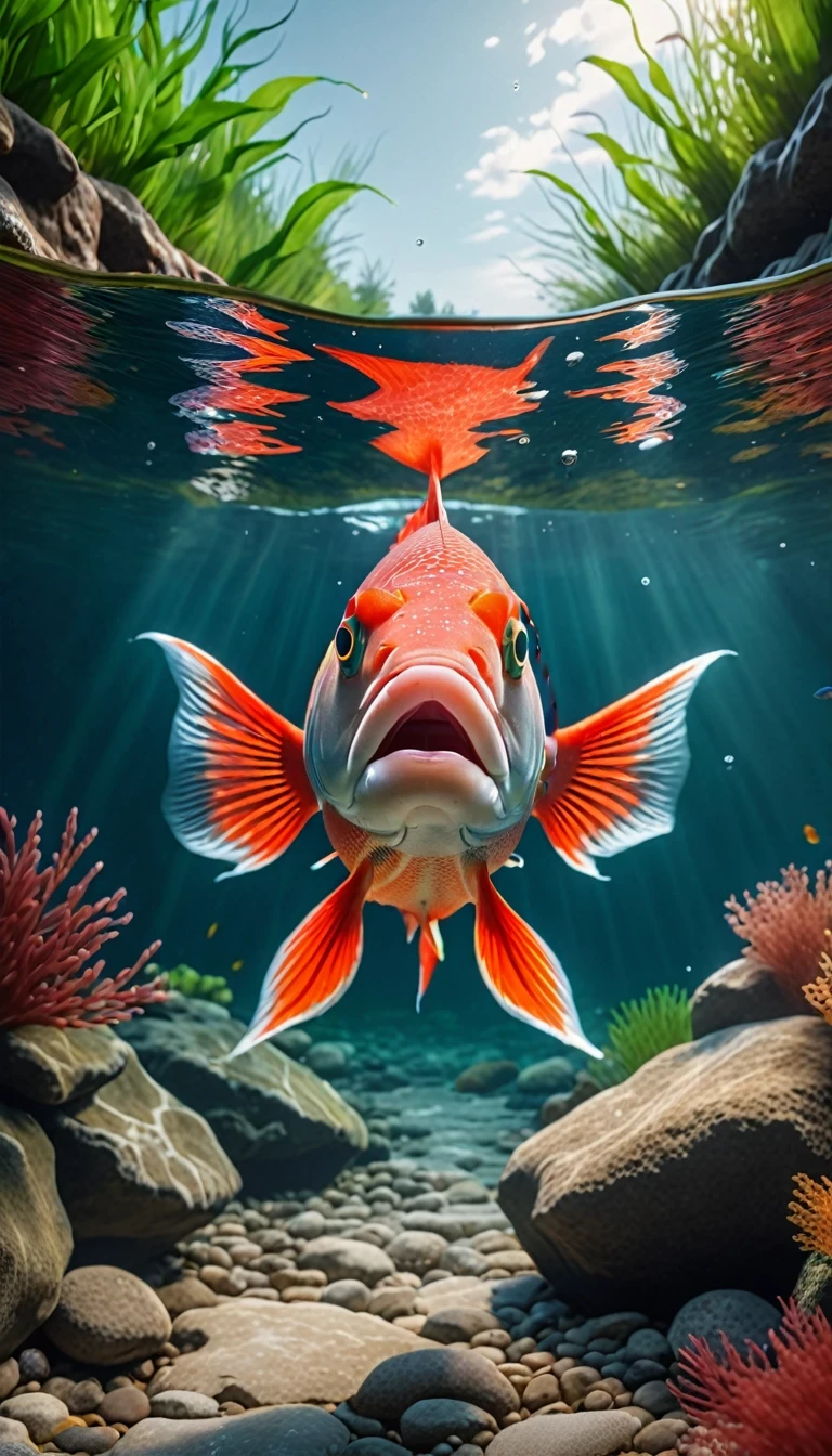 Human face merged with fish body
