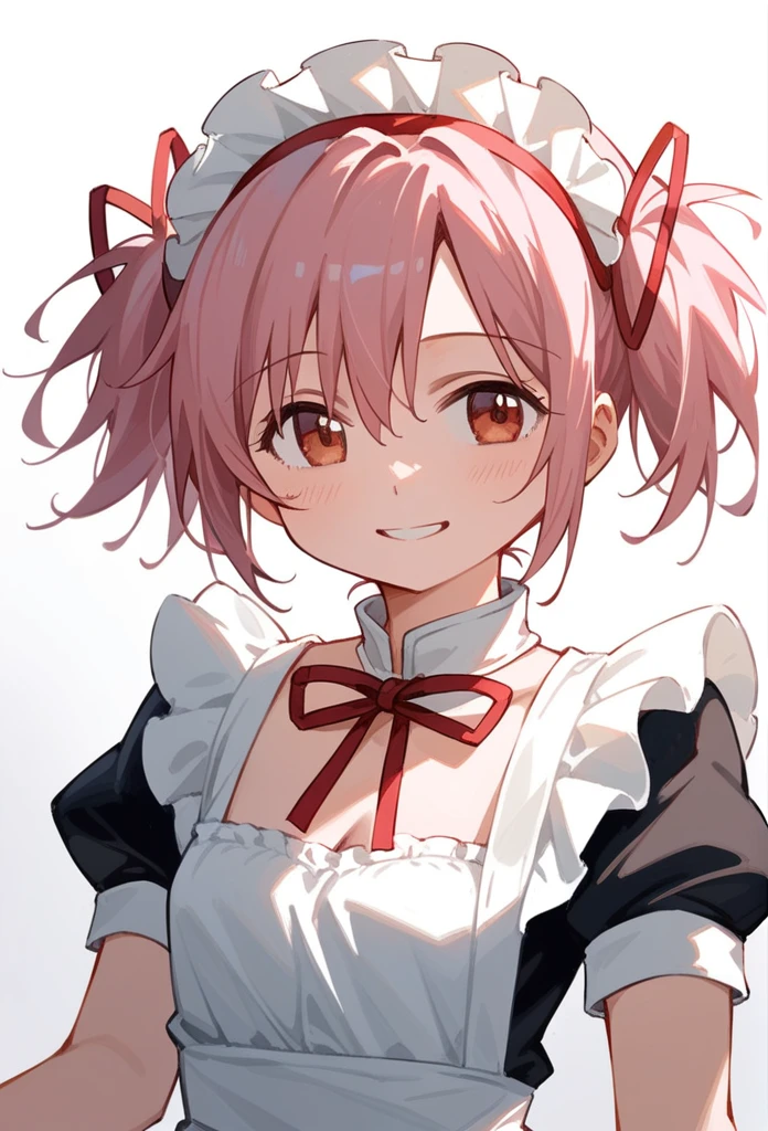 (beautiful lighting), (female focus), (standing:1.2),  madoka \(Puella Magi Madoka Magica\),1girl,short twintails, ((looking at the viewer)), (smile), {{maid}}, {pink hair}, 1girl, spiroast, {{kaname madoka}}, in a cold, Fresh air,  {artist:yoneyama_mai}, {by misaka12003, stu dts} {artist:quasarcake}, {artist:ciloranko}, {oil painting}, realistic, gradient, best quality, amazing quality, very aesthetic, absurdres, best quality, amazing quality, very aesthetic, absurdres