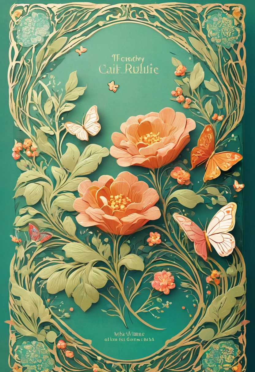 illustration of a book with a floral border, vector art by Maksimilijan Vanka, behance contest winner, art nouveau,cakes, illustrated in whimsical style, harmony of , butterflies and worms, flowers illustrated, adobe illustrator art, fabulous illustrations, flowers and butterflies, vector illustration, illustrations, highly detailed illustration, detailed illustrations, a beautiful artwork illustration