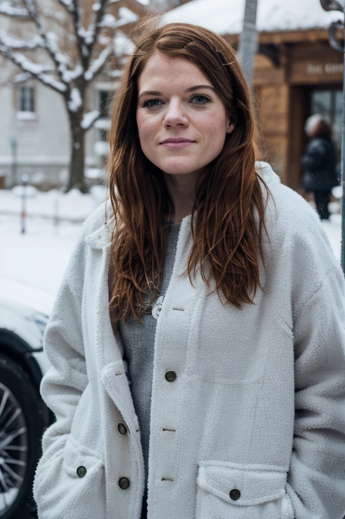 1girl,realistic,best quality, Leslie:0.9>,(brown hair:1.2), Rose Leslie as Ygritte in game of thrones, winter, she wears furs and wildings clothes