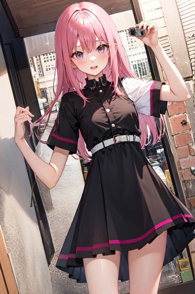 Sexy shy pink hair shcool dress