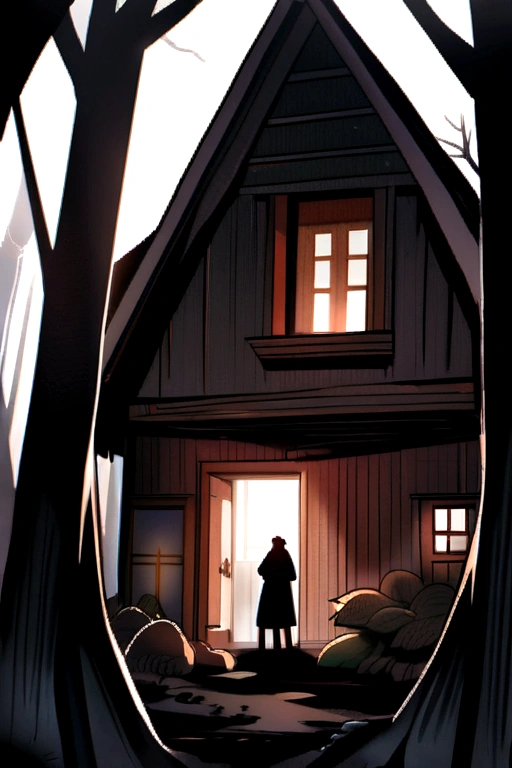 old house in forest outside standing on man