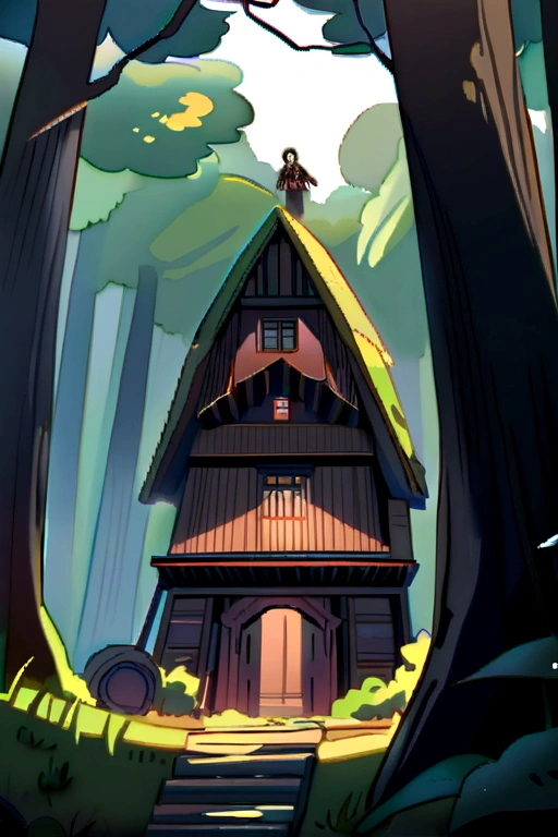 old house in forest outside standing on man