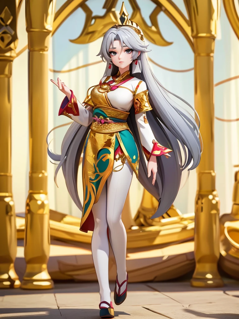 Seizo Watase style, Simple Line Initialism，Abstract art, 3d character, colorful hearts ,(((The most beautiful girl of all time))),  (full body 1.2), only girl, long hair, thailand background, 25 year old, full body, (((8k))), ((3d))), gray hair, gold code