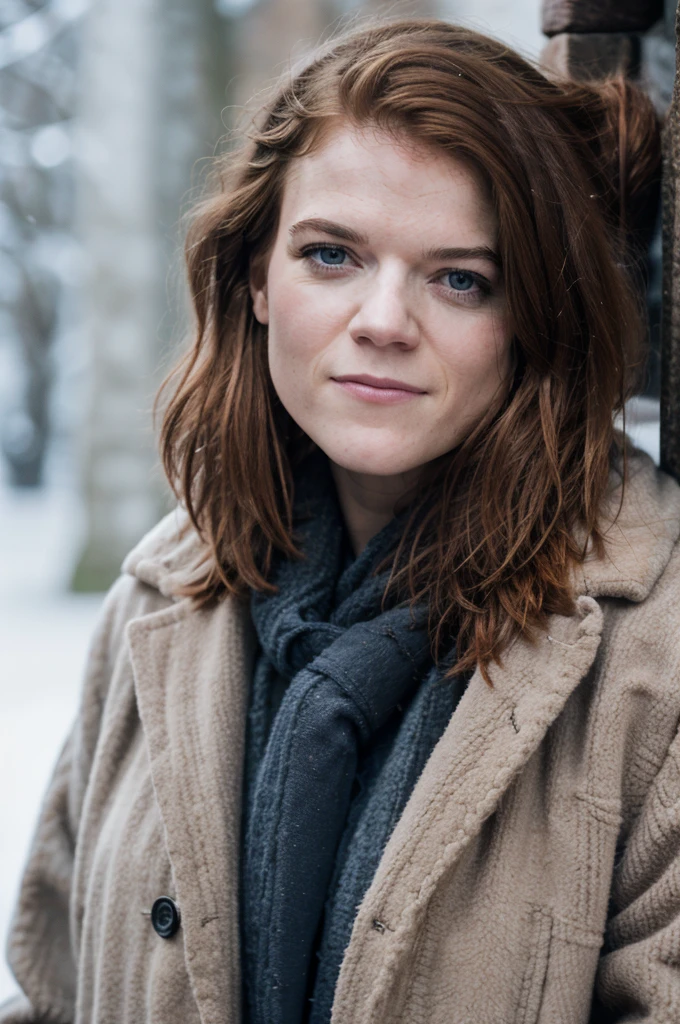 1girl,realistic,best quality, Leslie:0.9>,(brown hair:1.2), Rose Leslie as Ygritte in game of thrones, winter, she wears furs and wildings clothes