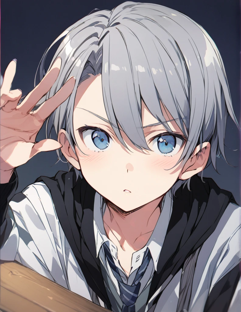 Middle school boy　Grey Hair