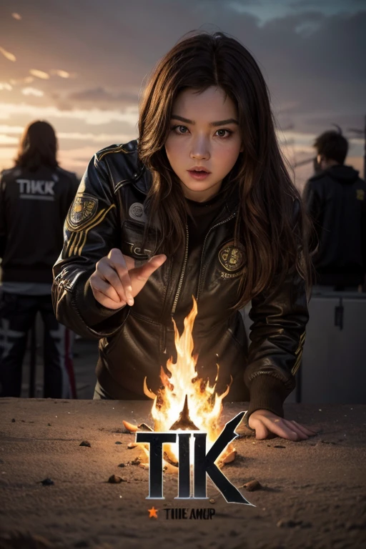 A TIK TOKER LOGO WITH A TEAM OF FREE FIRE FRIENDS 