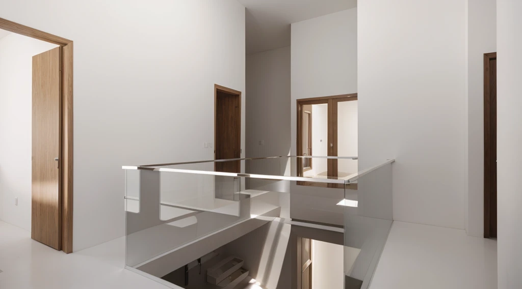 interior with white and soft brown color, minimalist, modern