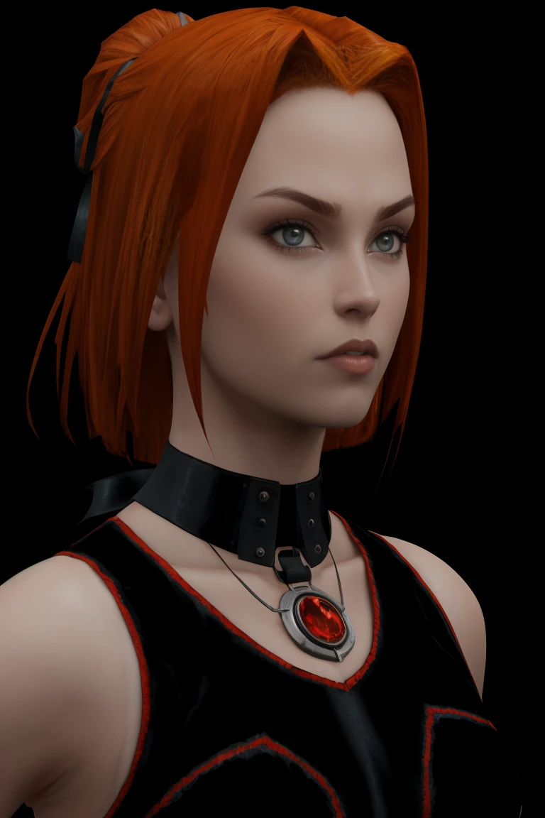 (closeup portrait), rayneclassic posing confidently, her stunning features illuminated by soft moon light. She wears a vibrant latex outfit, complete with a short skirt and platform heels that add to her statuesque presence. Her medium breasts are subtly highlighted under the fitted top. A necklace glimmers around her neck, drawing attention to her striking short red hair, styled in a fiery mane. Her hands rest confidently on her hips, accentuating her curves. The backdrop is set against the imposing night-time exterior of a vampire castle, the black stone walls and dark trees creating a dramatic contrast to Rayneclassic's radiant presence, ((short hair)), highly detailed, high budget Hollywood movie, bokeh, cinemascope, moody, epic, gorgeous, film grain, grainy, detailed skin texture, (blush:0.5), (goosebumps:0.5), subsurface scattering, (looking at the viewer:1.2)