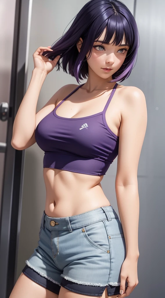 Sexy shy shorts purple hair