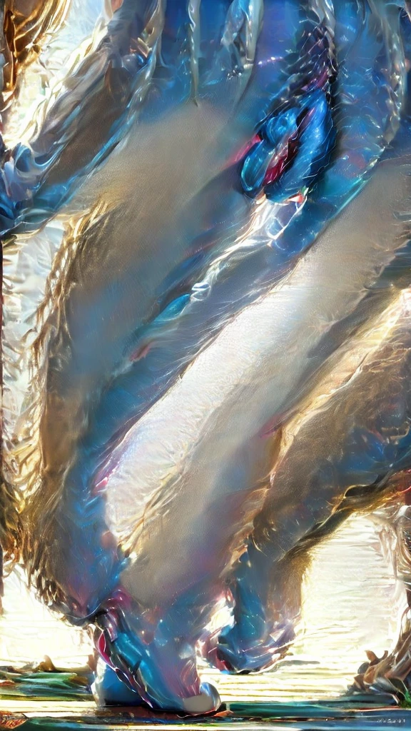 Rubbing penis with feet