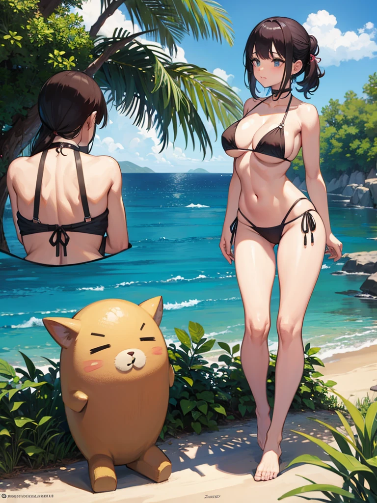 Full body giant breasts tiny sling bikini