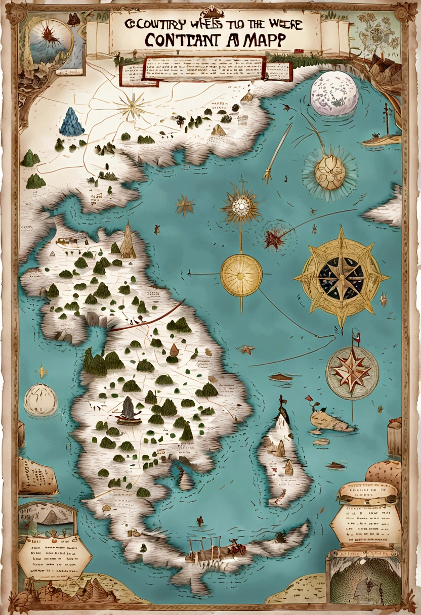 Generate a map of the continent of Valant，In the middle of the map is the country of humans，To the north is where the dwarves of the Land of Ice and Snow live，To the south is the country of orcs，To the west is the Land of Dragons，To the east is the land of elves