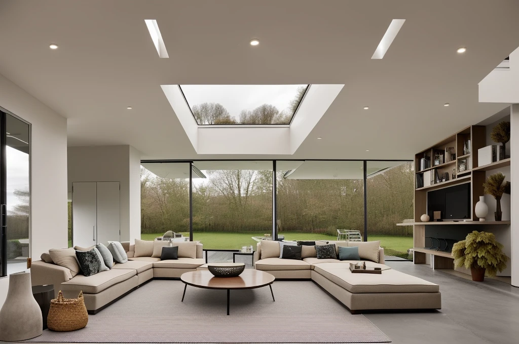 interior living room with skylight