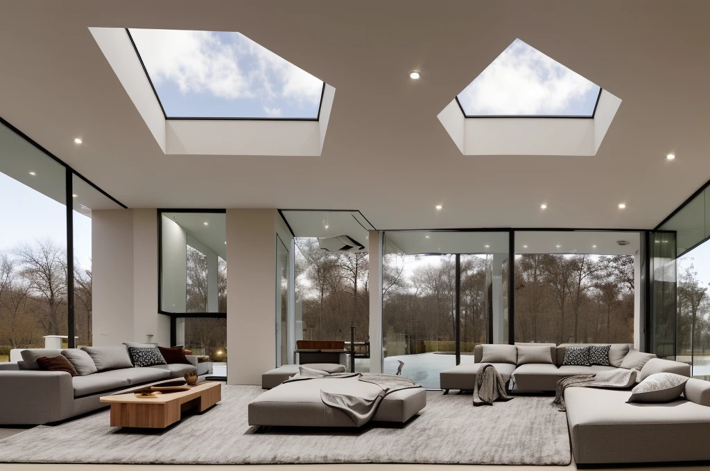 interior living room with skylight