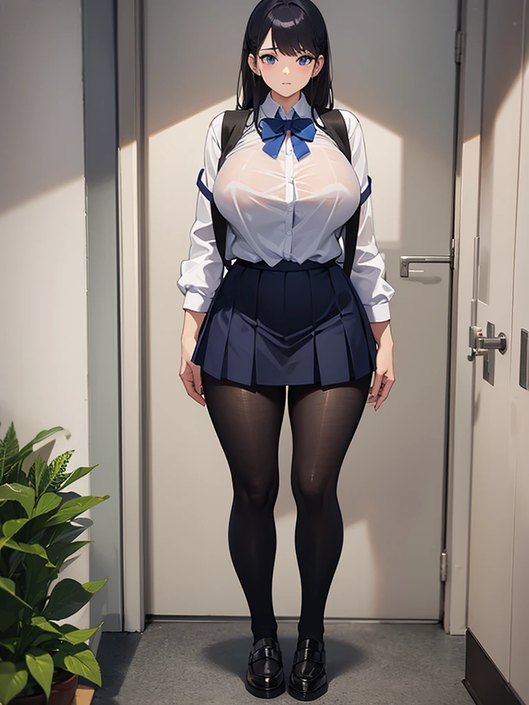 Full body giant breasts school clothes see through