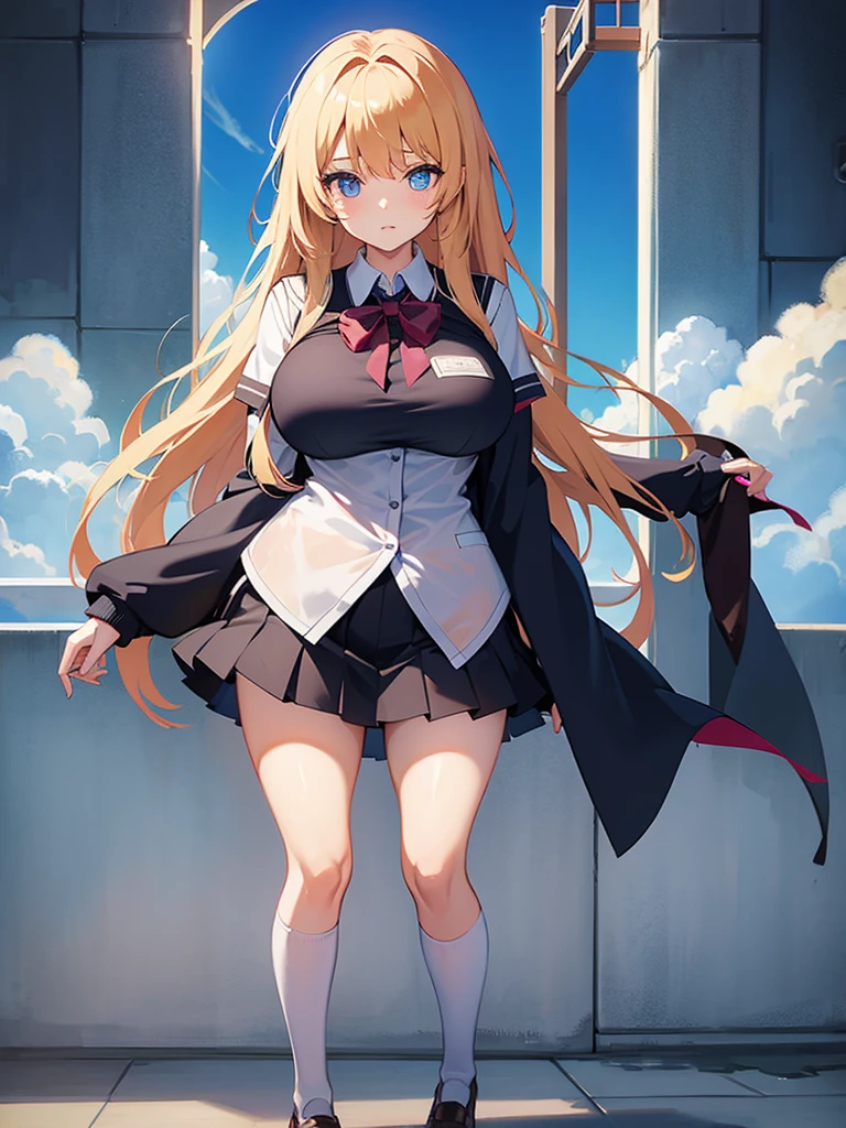 Full body giant breasts school clothes see through