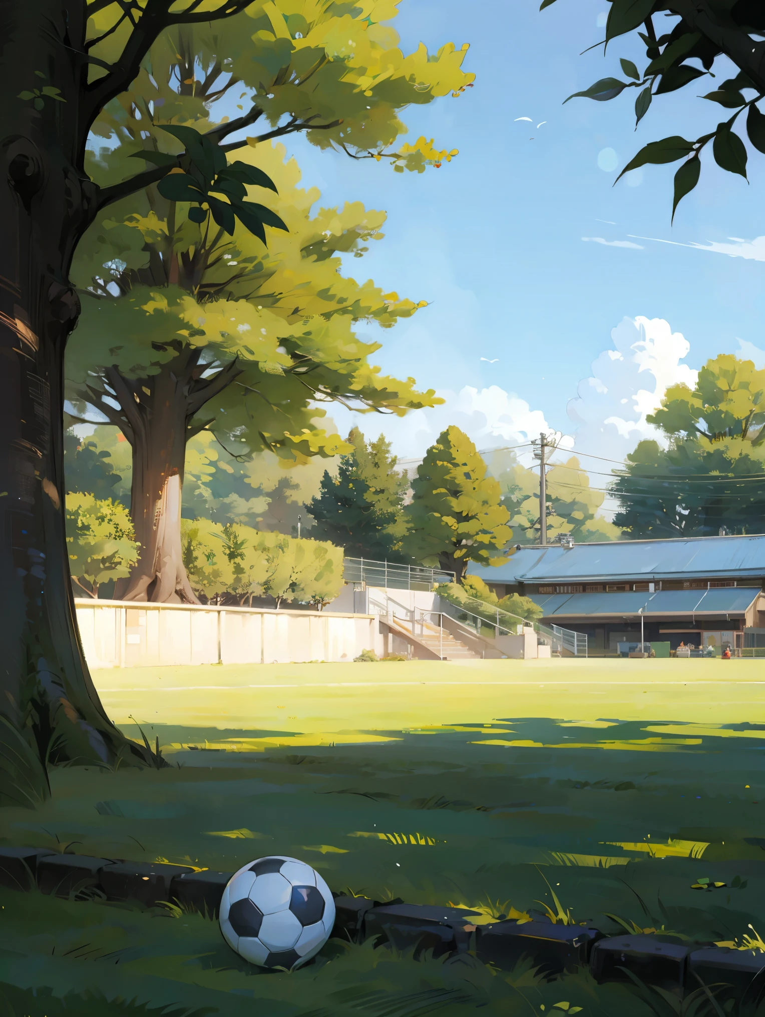 Japan Park, sunny weather, soccer field